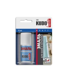 Эмаль акриловая белая глянцевая KUDO KU-7K1301 для ванн с кисточкой 15мл