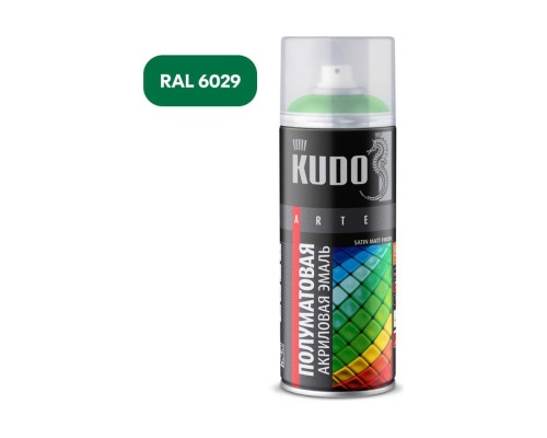 Эмаль акриловая зеленая матовая KUDO KU-0A6029 satin RAL6029 520мл