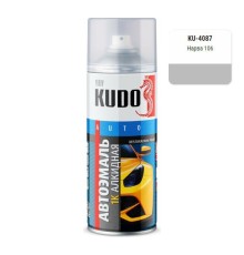 Эмаль алкидная светло-серая глянцевая KUDO KU-4087 для металла автомобильная ремонтная (нарва 106) 520мл