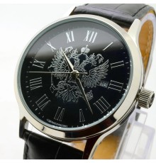 Кварцевые сувенирные часы с кожаным браслетом 