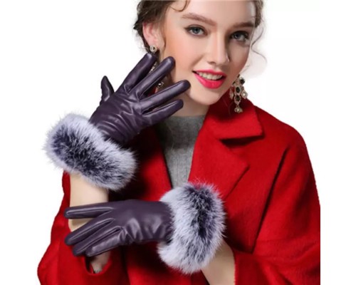 Кожаные перчатки с мехом